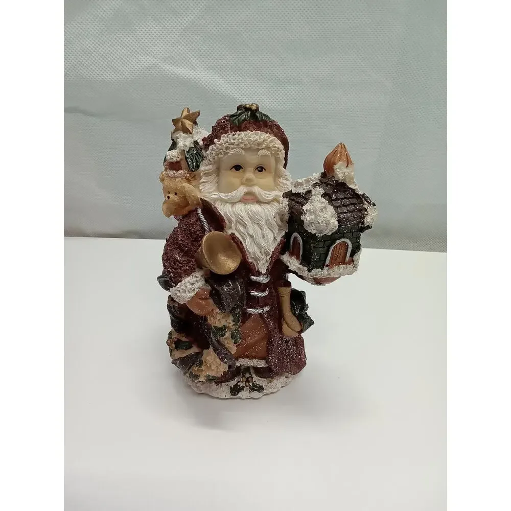 Santa-claus Figurine approx 6x4x3 Wreath bag of toys red white green